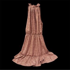 Rust Floral Ruffle Hem Dress